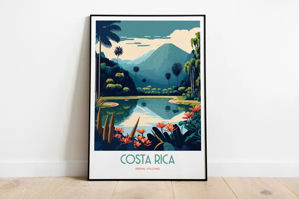 Arenal Volcano Travel Poster, Costa Rica