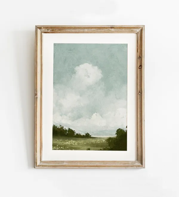 Summer Landscape Vintage Style Art Print