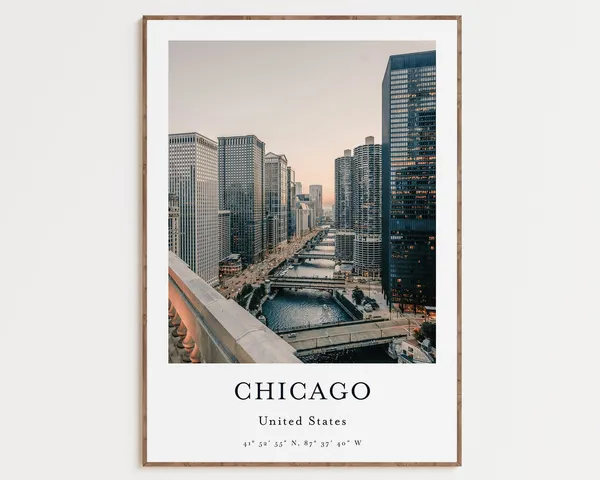 Chicago Travel Poster, City Photo Art Print