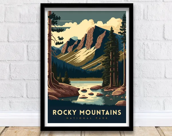 Rocky Mountains Travel Poster, Colorado Landscape