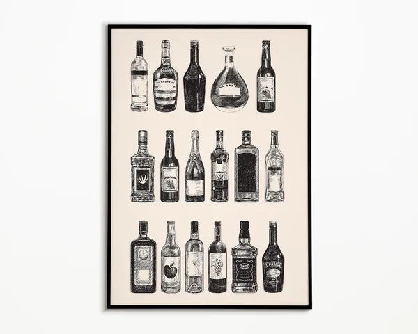Bar Cart Vintage Liquor Bottles Art Print