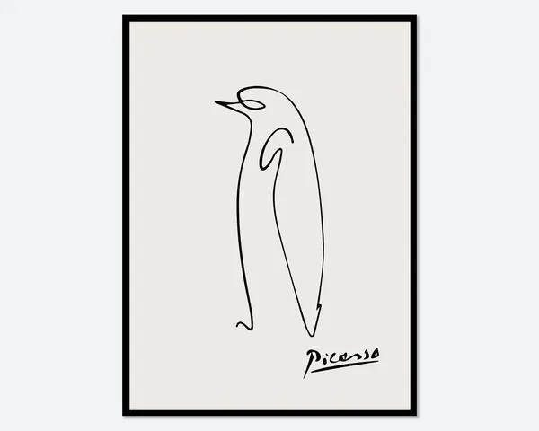Pablo Picasso Penguin Sketch Line Drawing Art Print