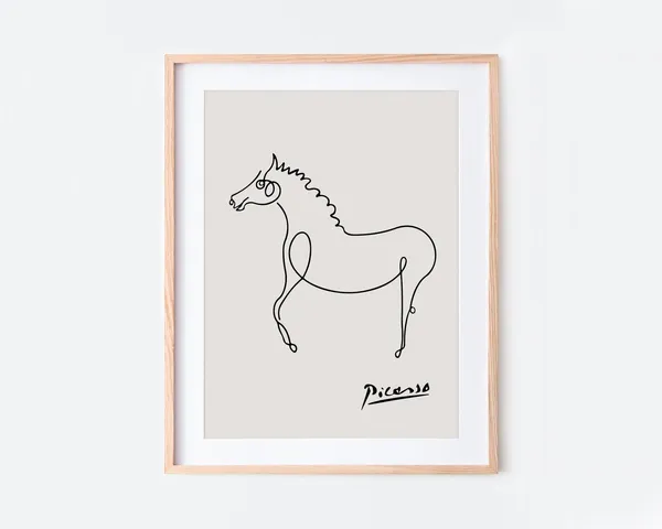 Picasso Horse Sketch Line Drawing Art Print