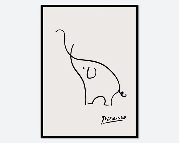Pablo Picasso Elephant Sketch Line Drawing Art Print