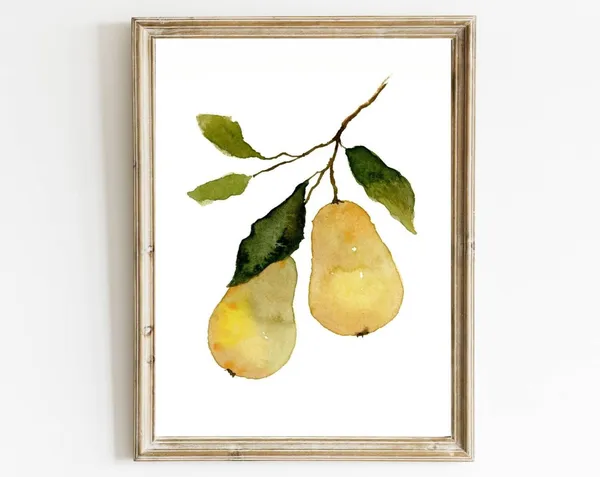 Pears Watercolor Painting Pear Tree Art Print