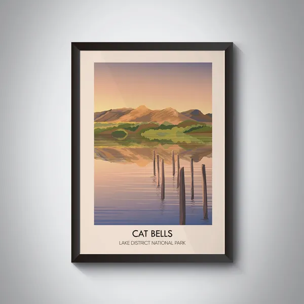 Cat Bells Lake District Vintage Travel Poster Print