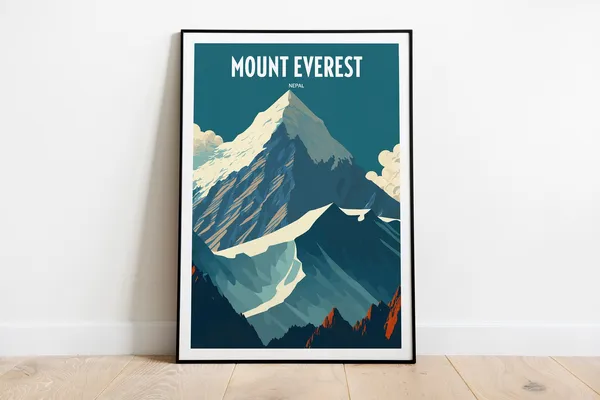 Mount Everest Nepal Vintage Travel Poster