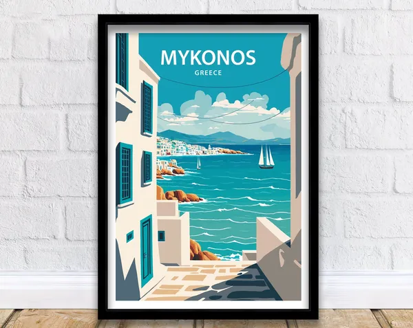 Mykonos Greece Travel Poster
