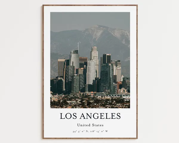 Los Angeles City Palm Trees Travel Poster, California