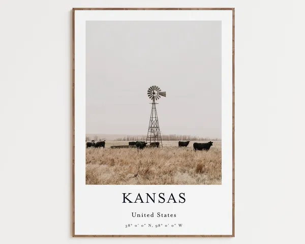 Kansas Wild Mill Landscape Travel Poster
