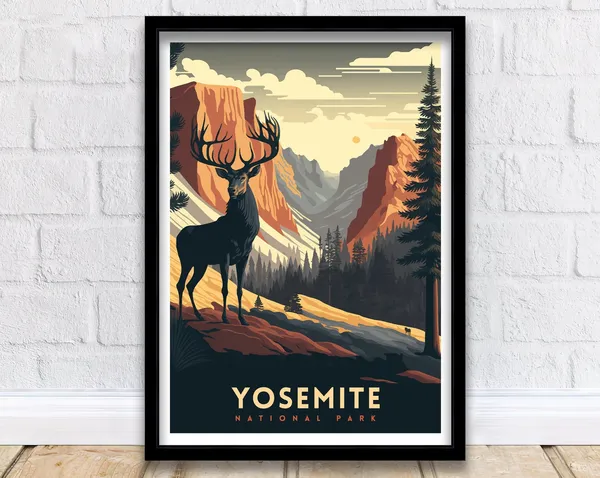 Yosemite National Park Travel Poster, National Park Print