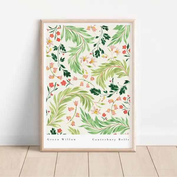 Green Willow Botanical Art Nouveau Wall Art Print