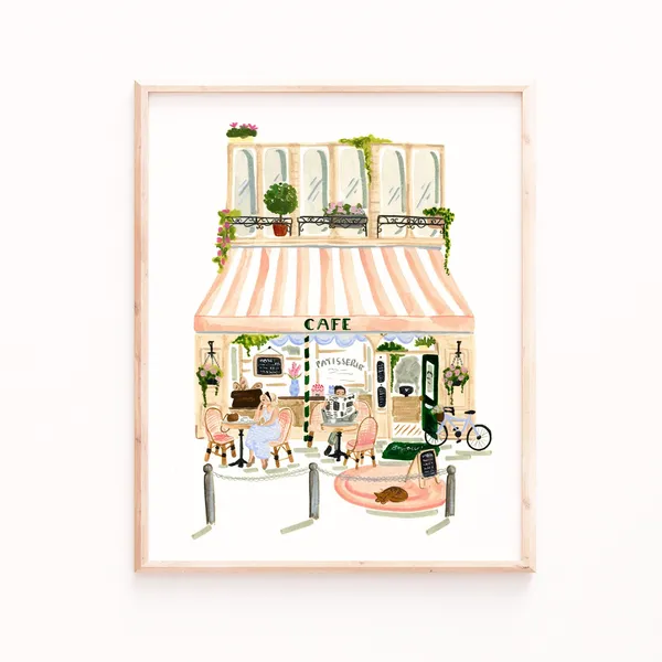 Parisian Scene Illustration, Paris Travel Poster