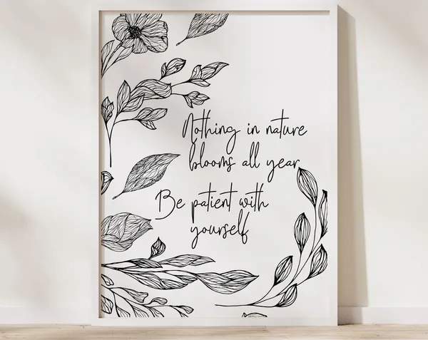 Black and White Botanical Art Print, Therapy Office Decor