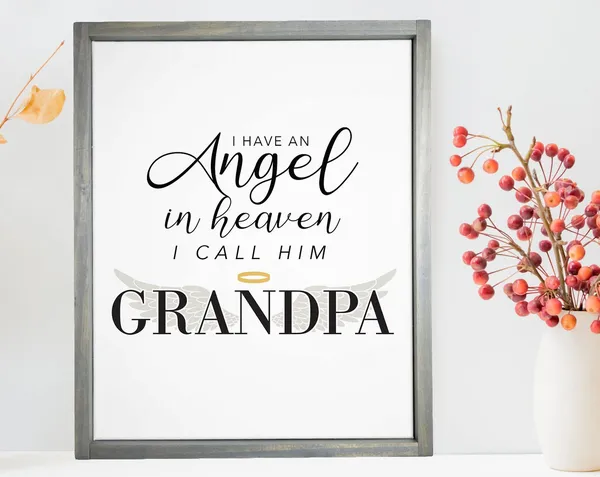 Custom Grandpa Angel Memorial Art Print, Christian Tribute