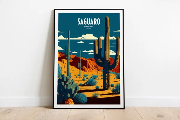 Saguaro National Park Travel Poster, National Park Art