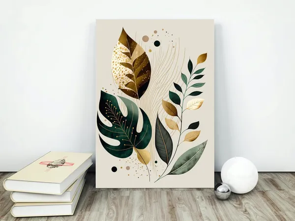Botanical Leaf Print, Neutral Boho Wall Art