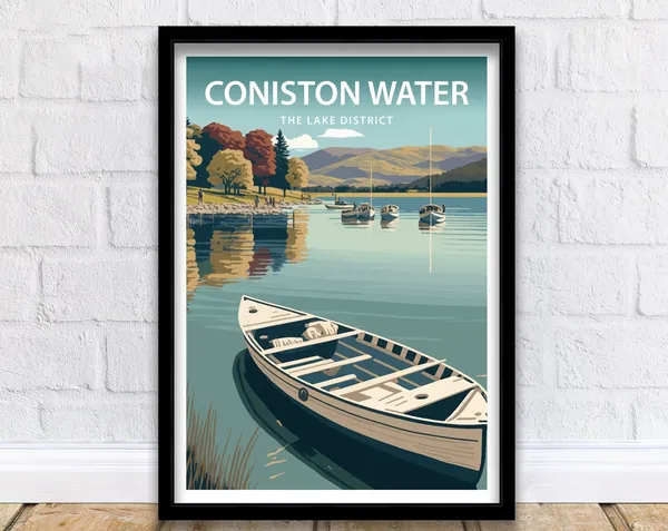 Coniston Water Travel Poster, Lake District
