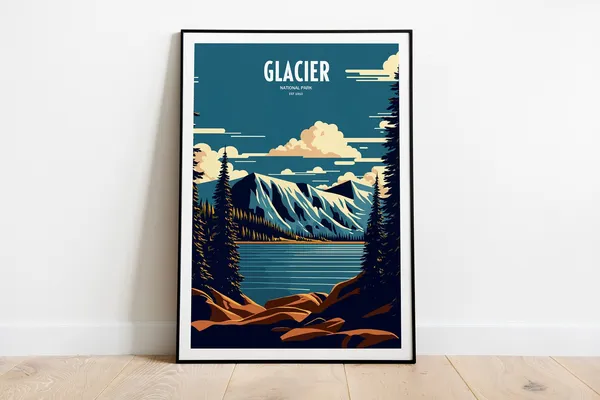 Glacier National Park Travel Poster, USA National Park