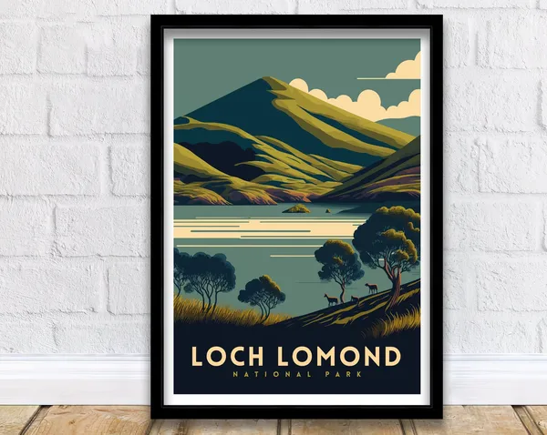 Loch Lomond Scotland Travel Poster, Place Print