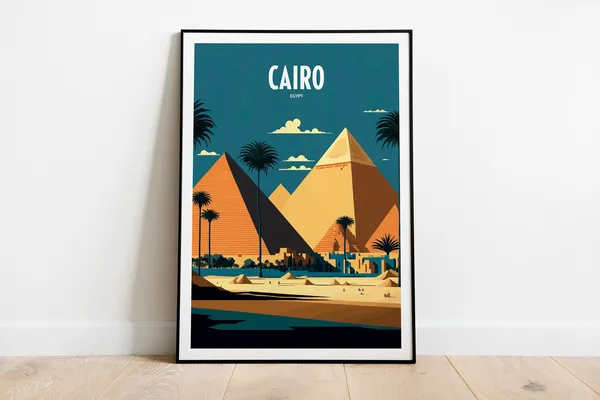 Cairo Egypt Pyramid Travel Poster, Pyramids of Giza