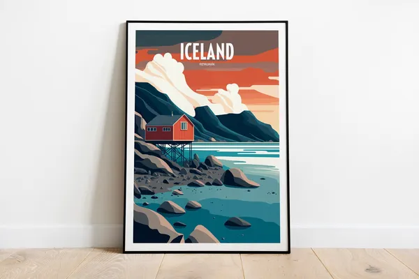 Iceland Reykjavik Travel Poster, Europe Wall Art