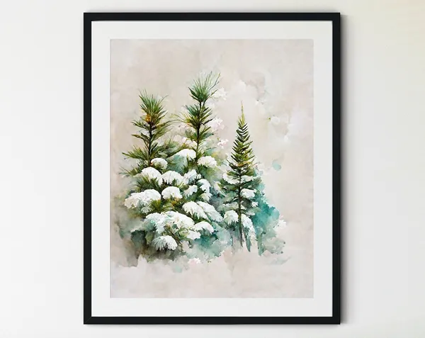 Snowy Trees Winter Landscape Art Print