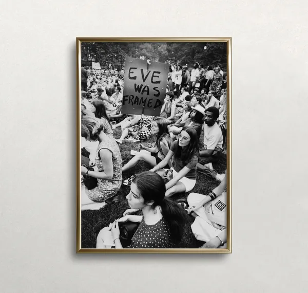 Women Protest Vintage Black and White Art Print