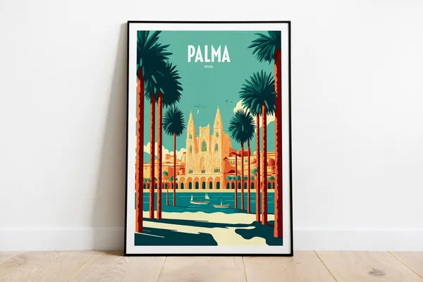 Palma De Mallorca Travel Poster, Spain Wall Art Print