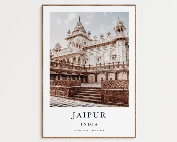 India Travel Poster Print, Taj Mahal Cityscape