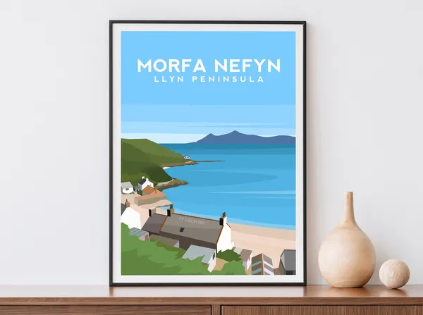 Morfa Nefyn North Wales Travel Poster, Beach View