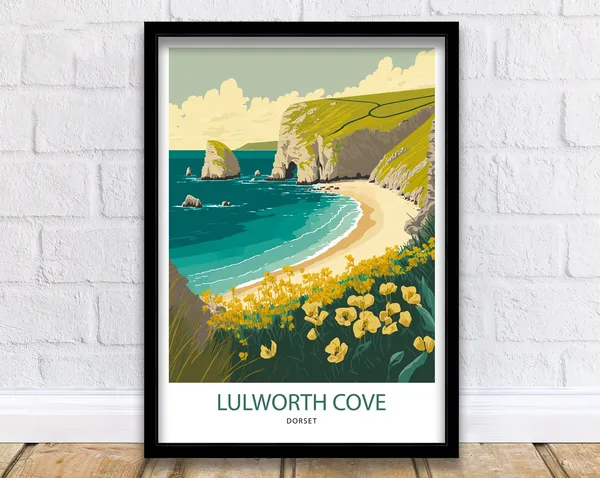 Lulworth Cove Travel Poster, Dorset Coast Landscape