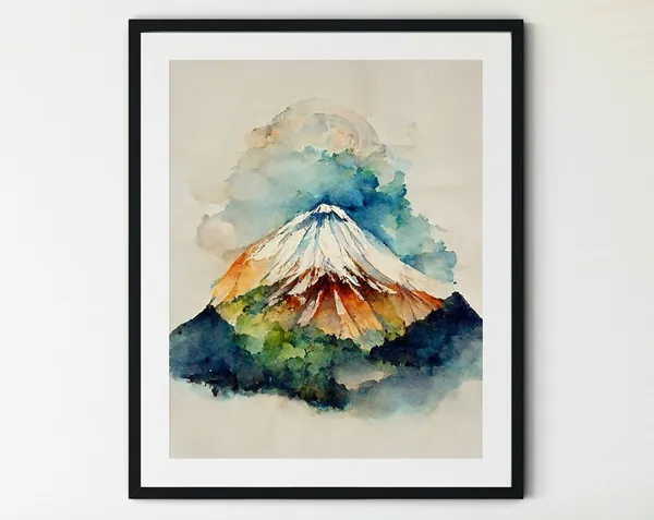 Mount Fuji Japanese Travel Poster, Mountain Art Print
