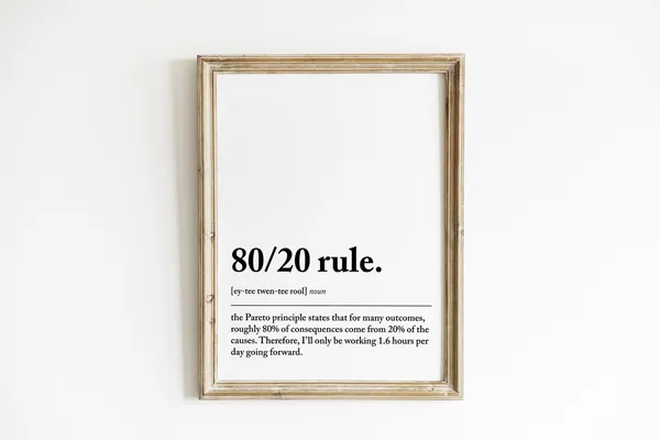 8020 Rule Definition, Funny Home Office Art Print