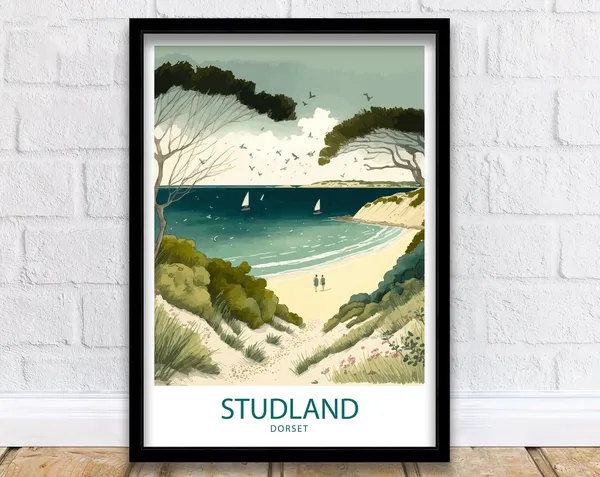 Studland Beach Travel Poster, Dorset Coast
