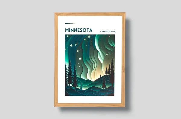 Northern Lights Print, Minnesota Scenery Art Print