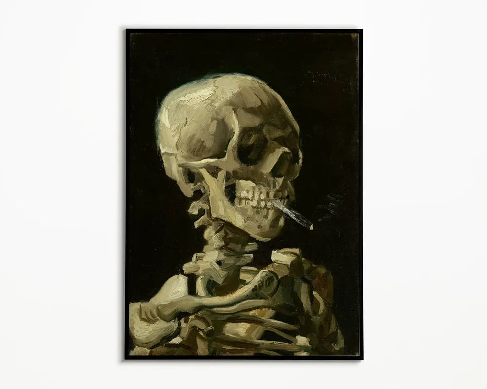 Van Gogh Skull Of A Skeleton With Burning Cigarette, Art Print
