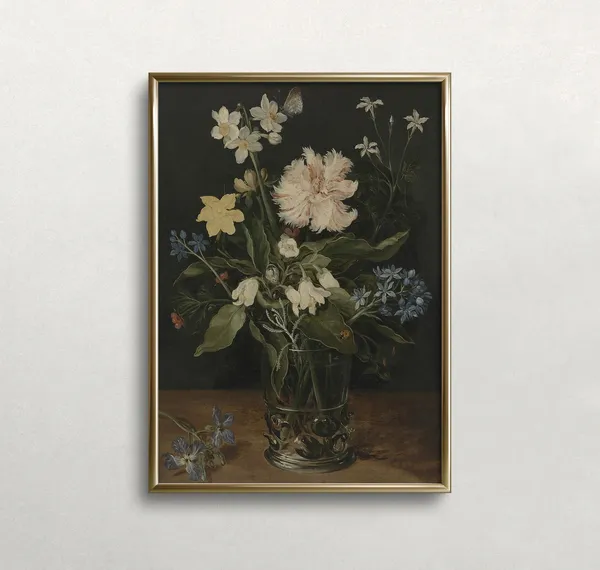 Flowers In Vase Vintage Floral Still Life Art Print