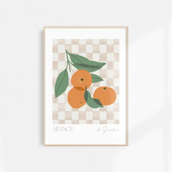 Watercolor Orange Art Retro Kitchen Travel Poster