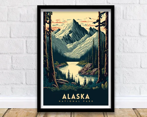 Alaska Travel Poster, USA Travel Wall Art