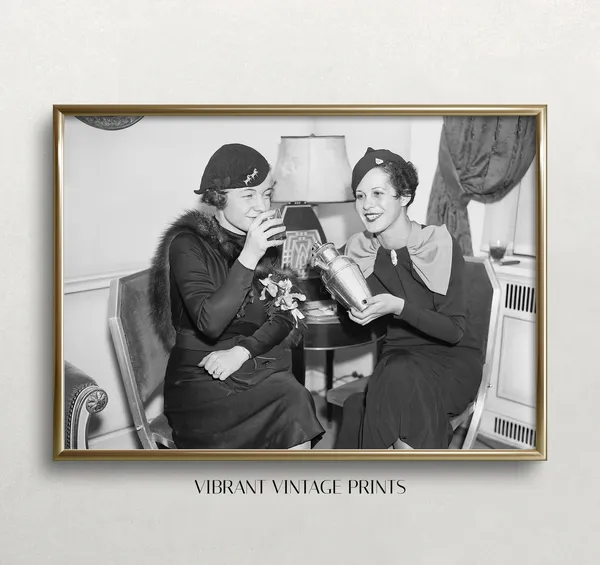 Women Drinking Cocktails, Vintage Prohibition Art Print