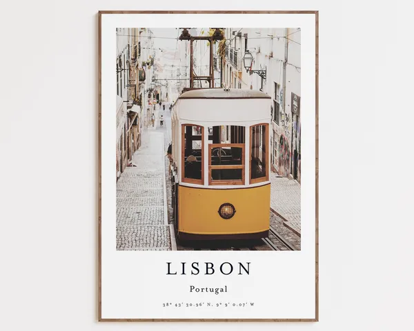 Lisboa Cityscape Travel Poster, Portugal Photo Art
