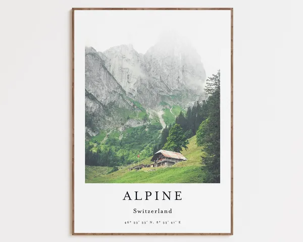 Switzerland Fog Tree Forest Art Print, Nature Decor