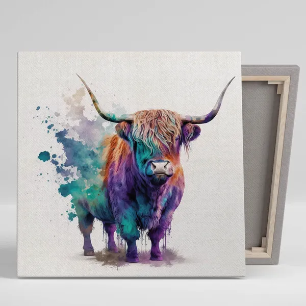 Highland Cow Watercolor Art Print, Scottish Farm Animal