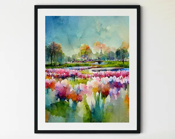 Keukenhof Tulip Field Poster, Scandinavian Wall Art