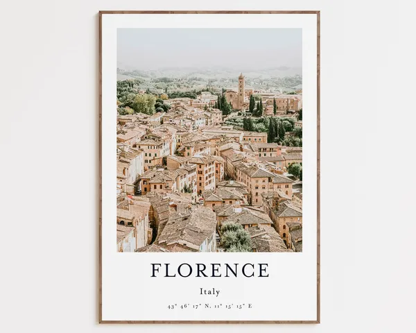 Florence City Print, Tuscany Italy Travel Poster