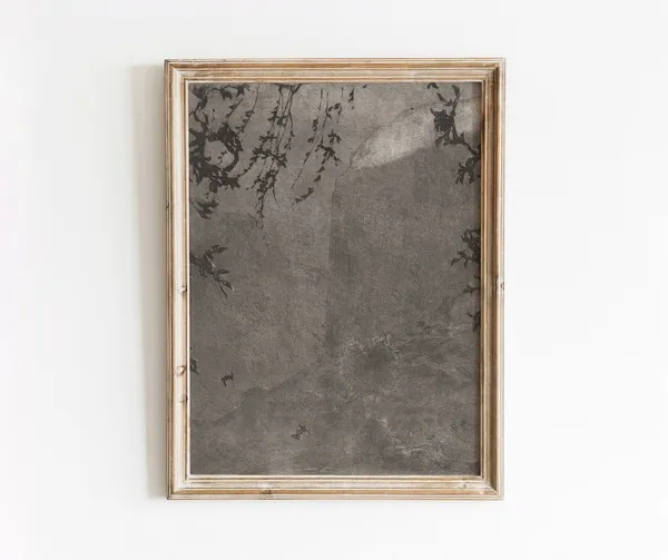 Nightfall Vintage Grey Abstract Painting Art Print