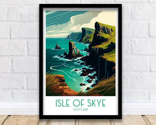 Isle of Skye Travel Poster, Scottish Highlands