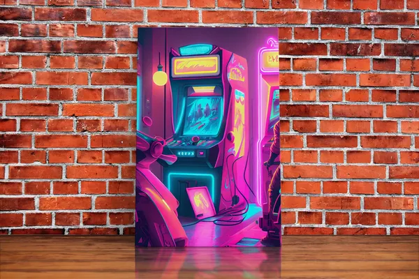 Synthwave Arcade Game Room Decor Poster Print