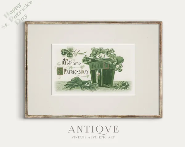 Vintage St Patricks Day Irish Hat Art Print